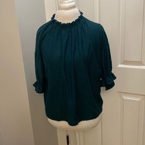 Texture & Thread Clip Dot Ruffle Top